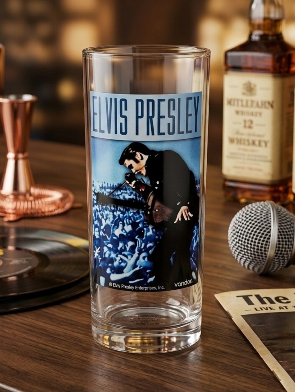 Vintage Elvis Presley Vandor 10oz Collector Glass Rare - Rock & Roll Cup Tumbler